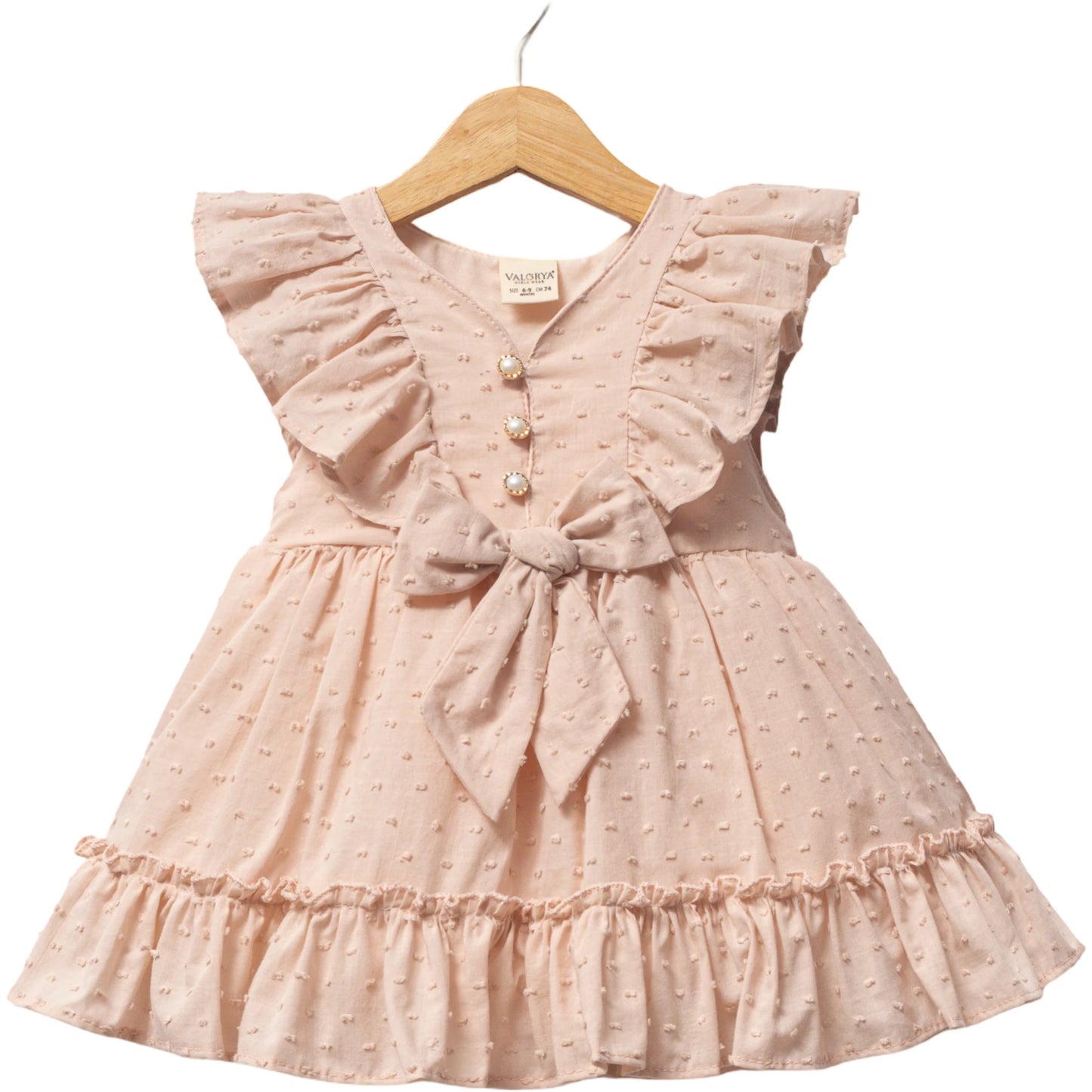 Baby Kleid Rüschen Schleife Beige