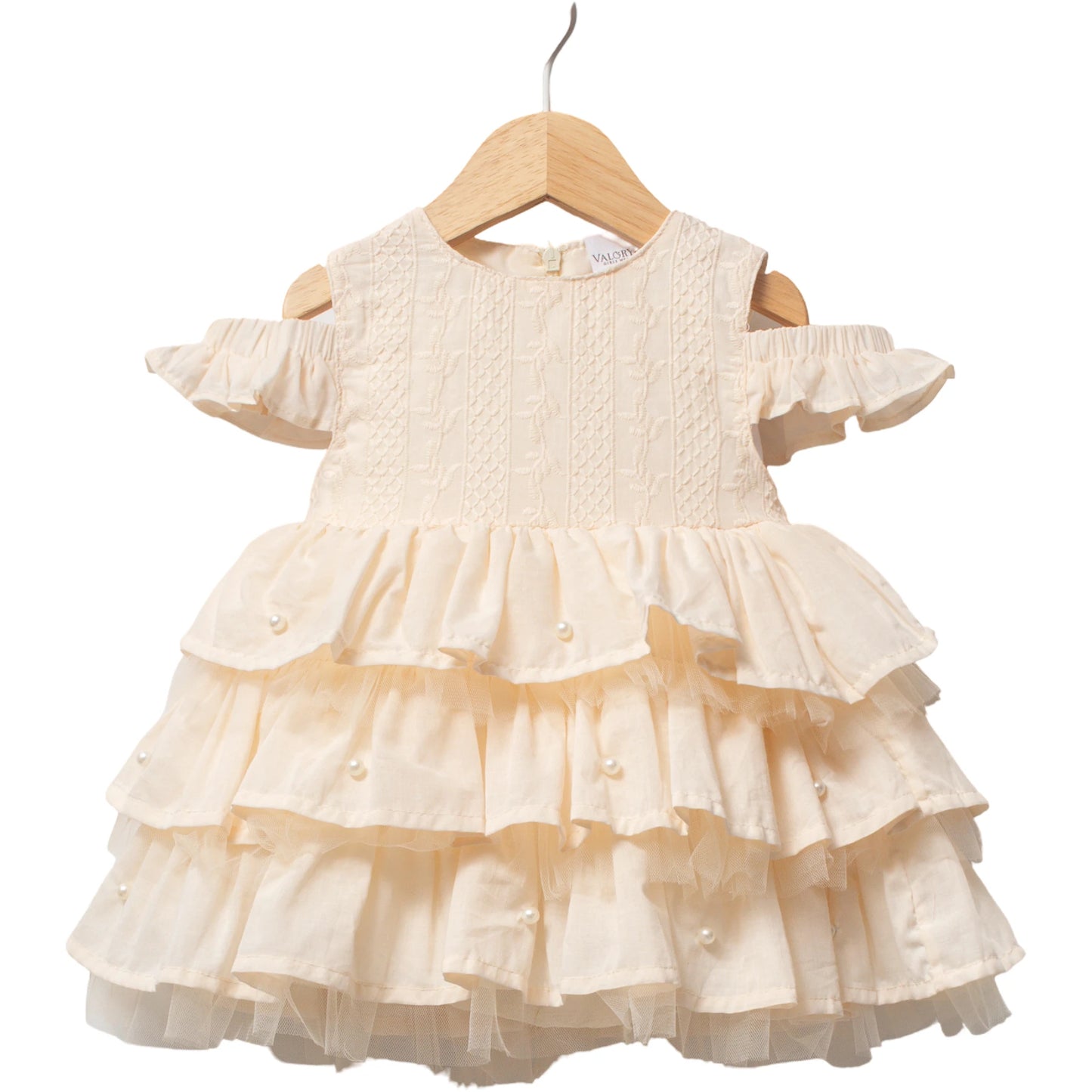 Baby Mädchen Kleid mit Volants Perlen