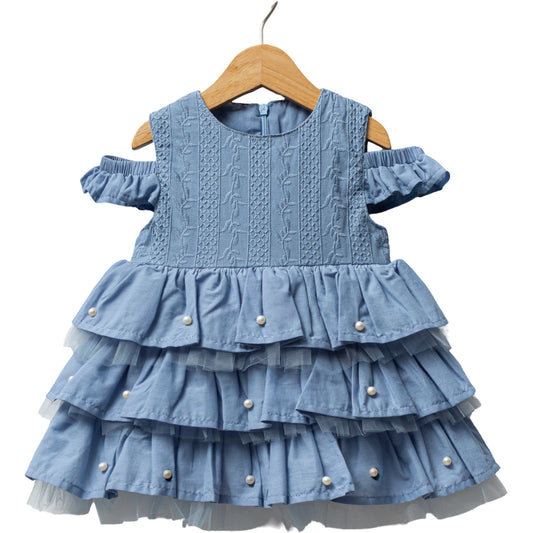 Baby Mädchen Kleid mit Volants Perlen