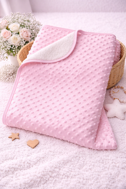 Babydecke gefüttert – Kuscheldecke in 3 Farben (Blau, Rosa, Weiß)