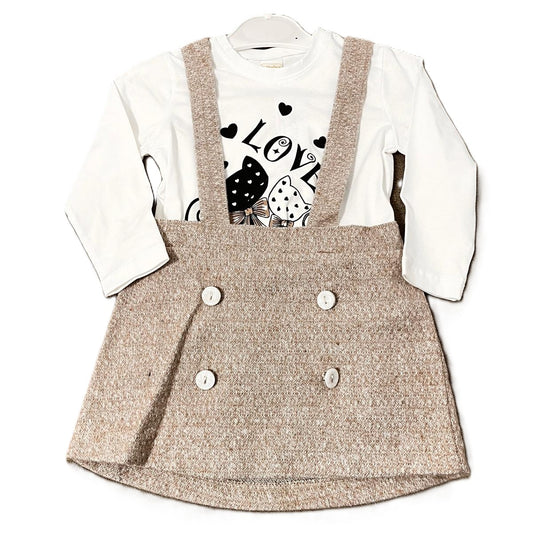 Zweiteiliges Mädchen-Outfit mit Latzrock & Oberteil – süß & modern