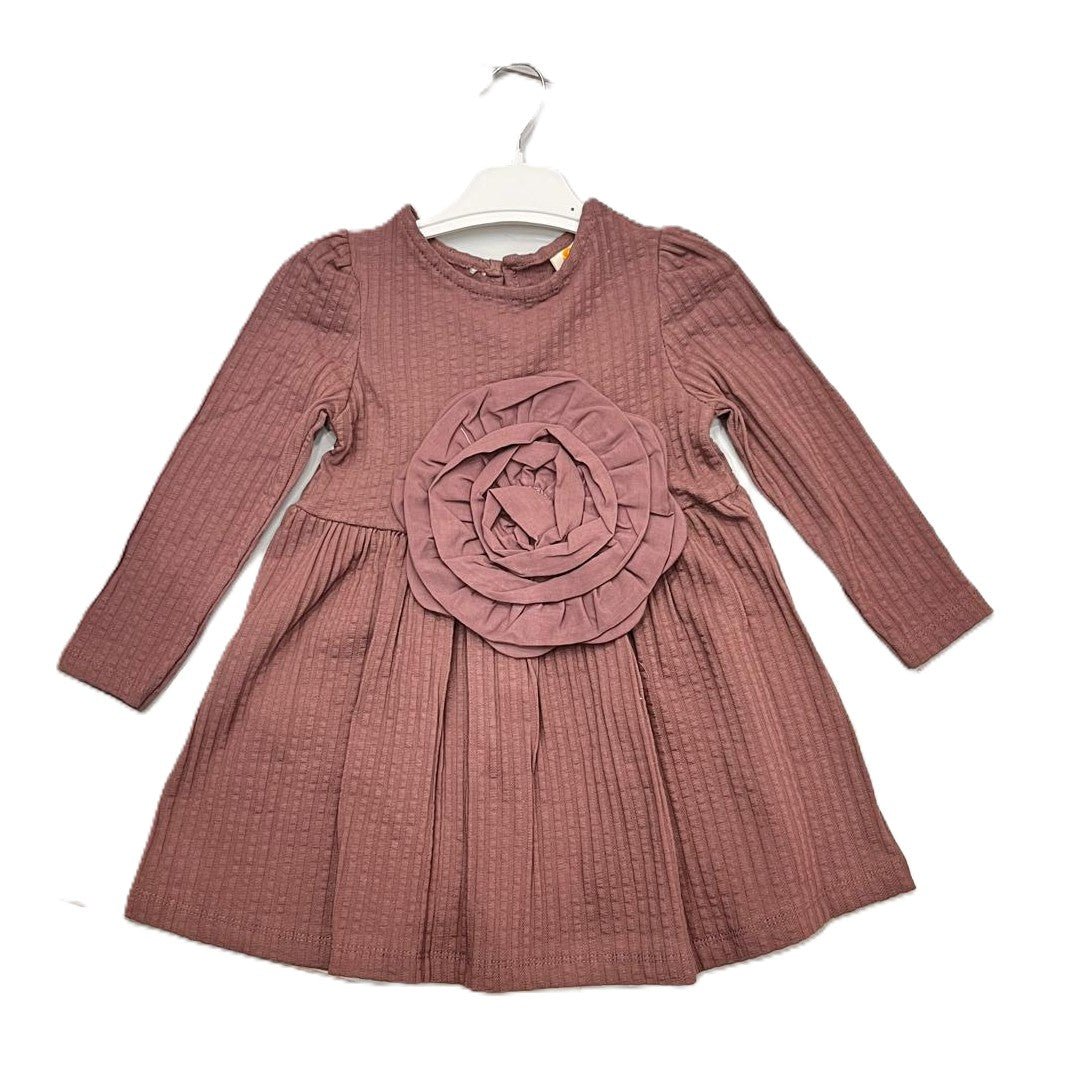 Süßes Langarmkleid für Mädchen mit großer Blume – weich & bequem