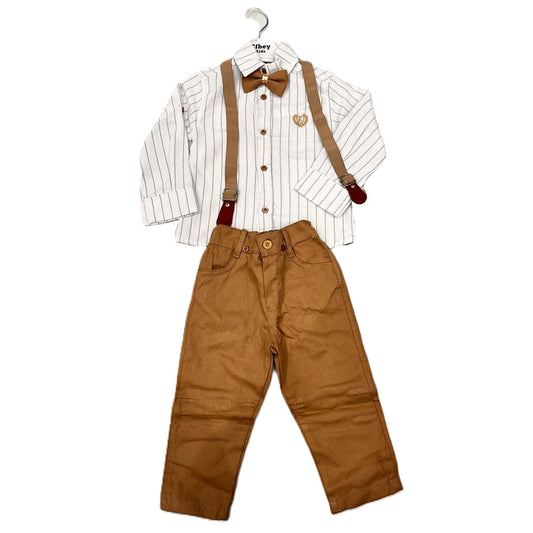 Vierteiliger Anzug für Jungen – Hemd, Hose, Hosenträger & Fliege 👦✨