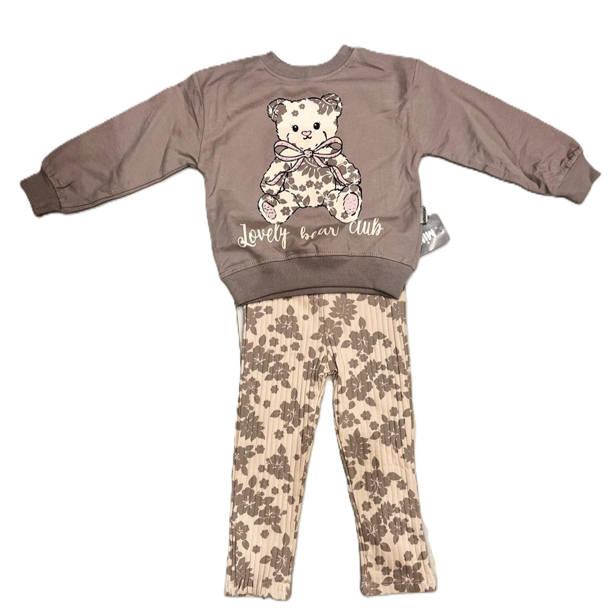 Mädchen 2-teiliges Set „Lovely Bear Club“ – Floral & Gemütlich 🎀✨