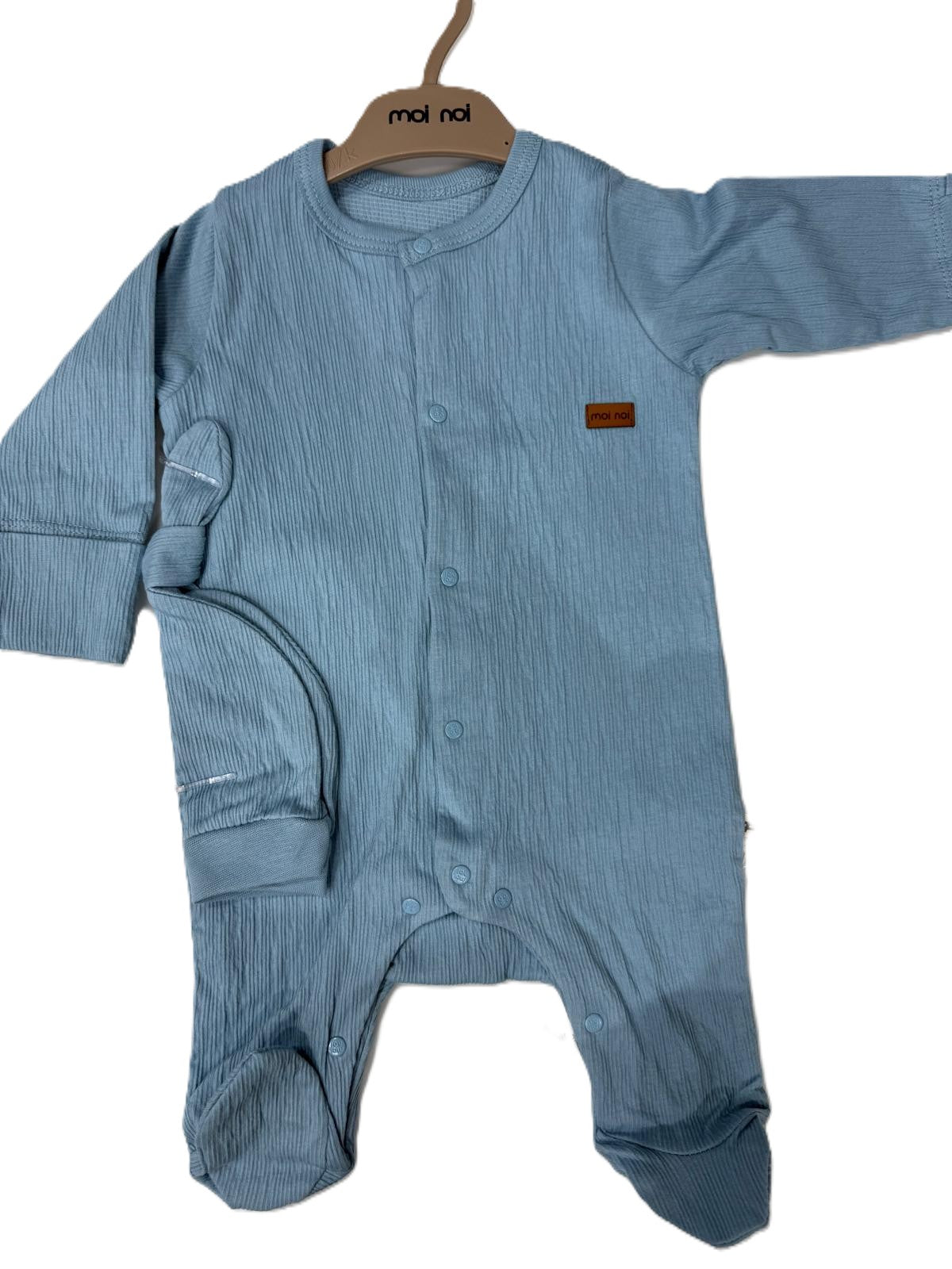 Babyjungen Set – Strampler & Mütze aus Musselin 👶💙