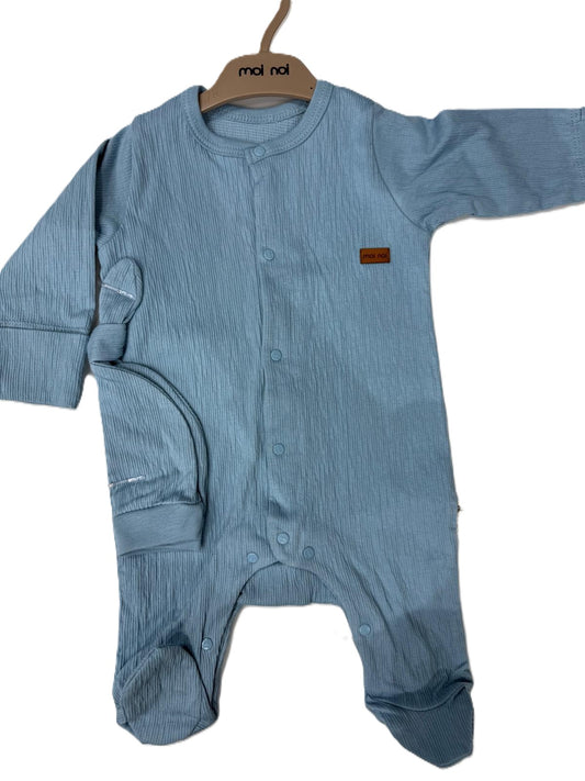Babyjungen Set – Strampler & Mütze aus Musselin 👶💙