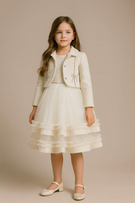 Mädchen Festkleid mit Tüll & Bolero – elegant & festlich (2-teilig) 🤍✨