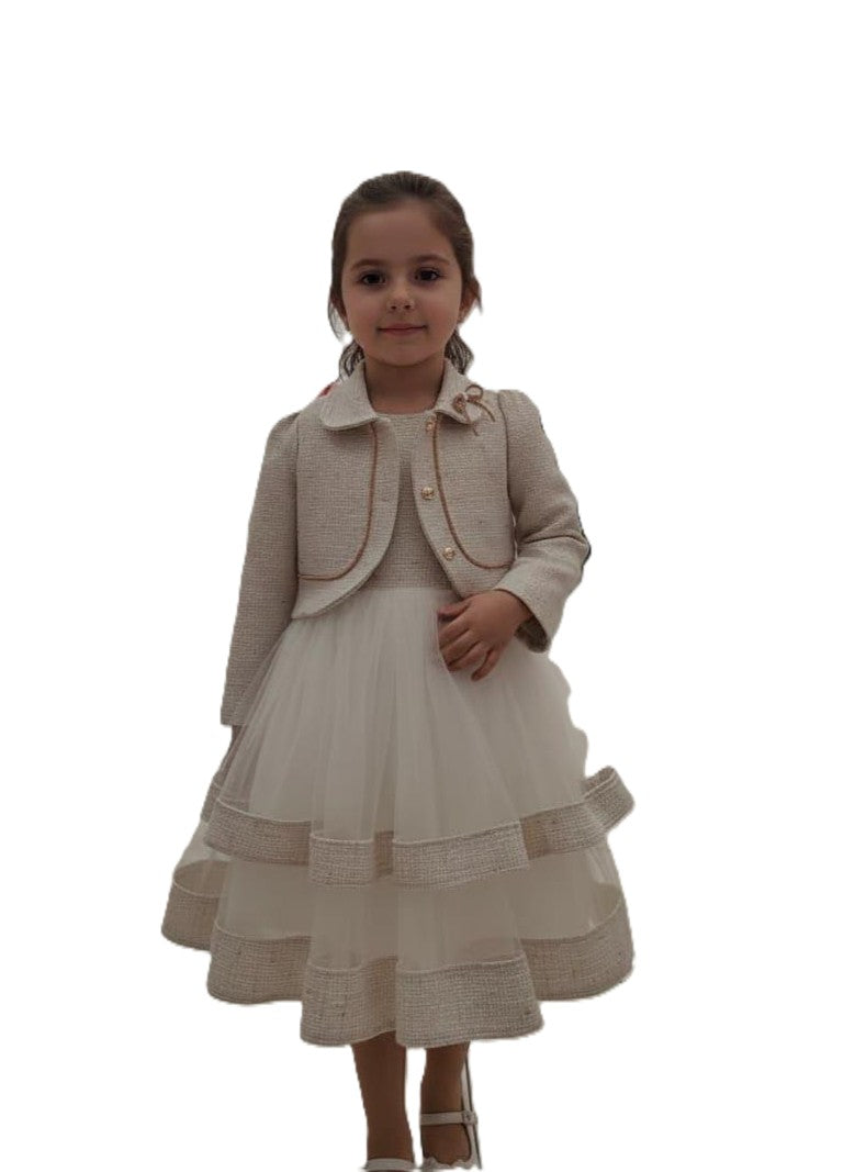 Mädchen Festkleid mit Tüll & Jacke (Bolero) – elegant & zeitlos (2-teilig) 🤍✨