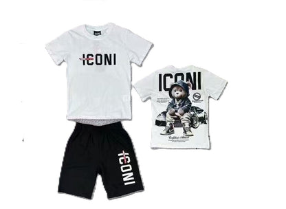 ICONI Jungen Sommer Set mit Teddy Backprint – T-Shirt & Shorts (2-teilig)