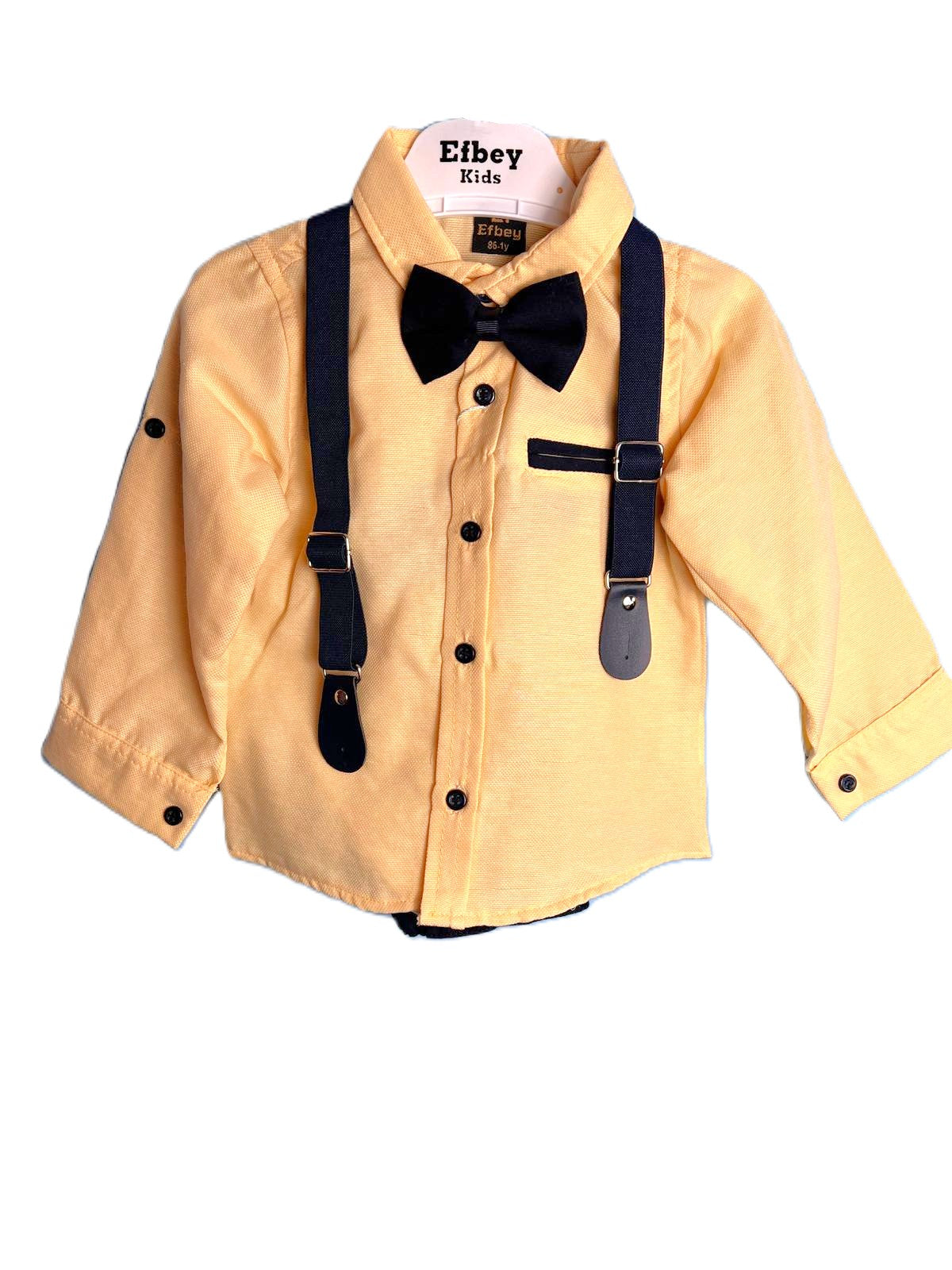 Jungen Kombiset Gelbes Hemd mit Fliege & Hosenträger
