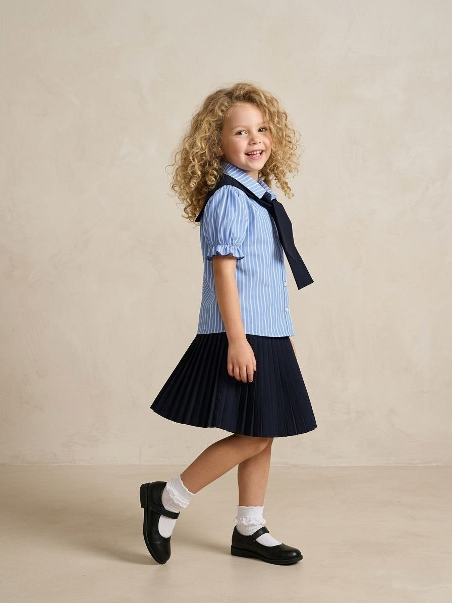 Mädchen Outfit Set – Bluse, Rock & Schleife 3-teilig