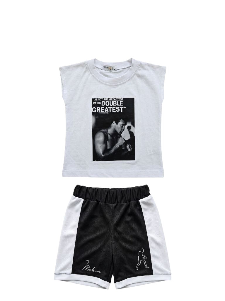 Jungen Outfit Set – Muhammad Ali Print Shirt & Shorts