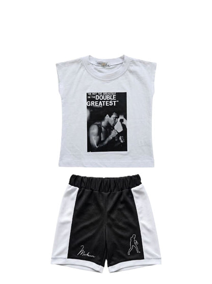 Jungen Outfit Set – Muhammad Ali Print Shirt & Shorts