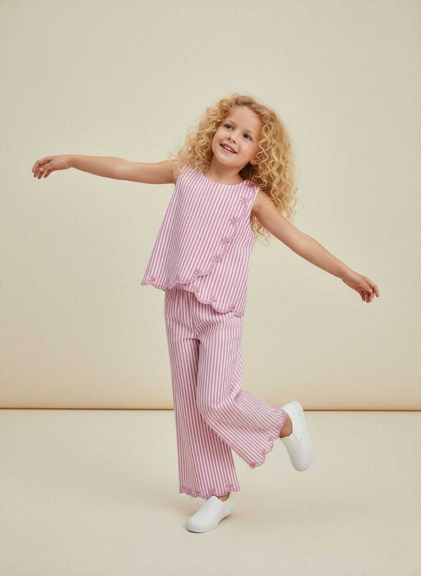2-teiliges Mädchen Outfit Set – Sommer Streifenlook mit Top & Hose