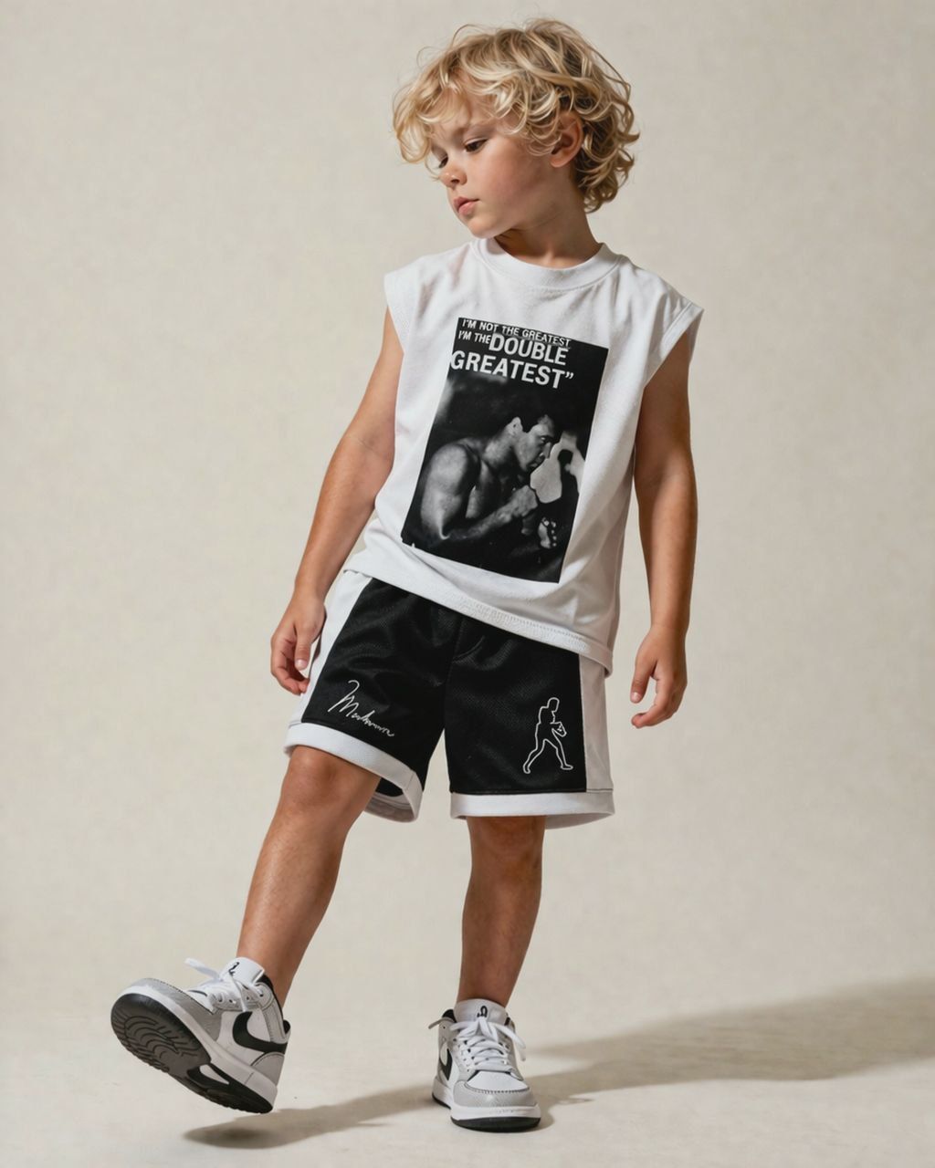 Jungen Outfit Set – Muhammad Ali Print Shirt & Shorts