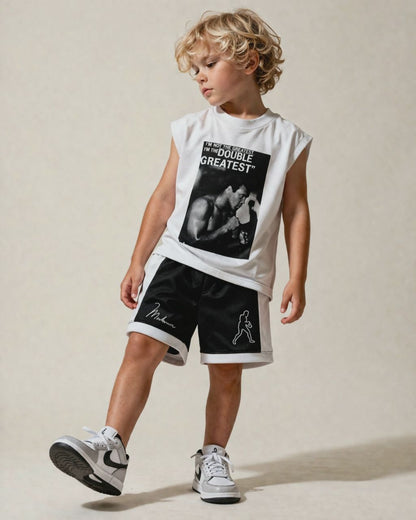 Jungen Outfit Set – Muhammad Ali Print Shirt & Shorts
