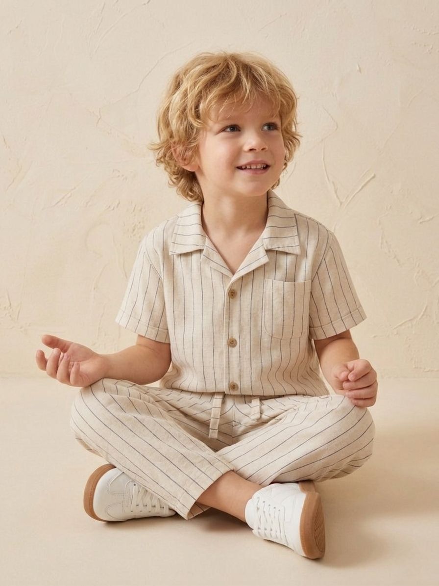 Jungen Outfit Set – Hemd & Hose im Streifenlook