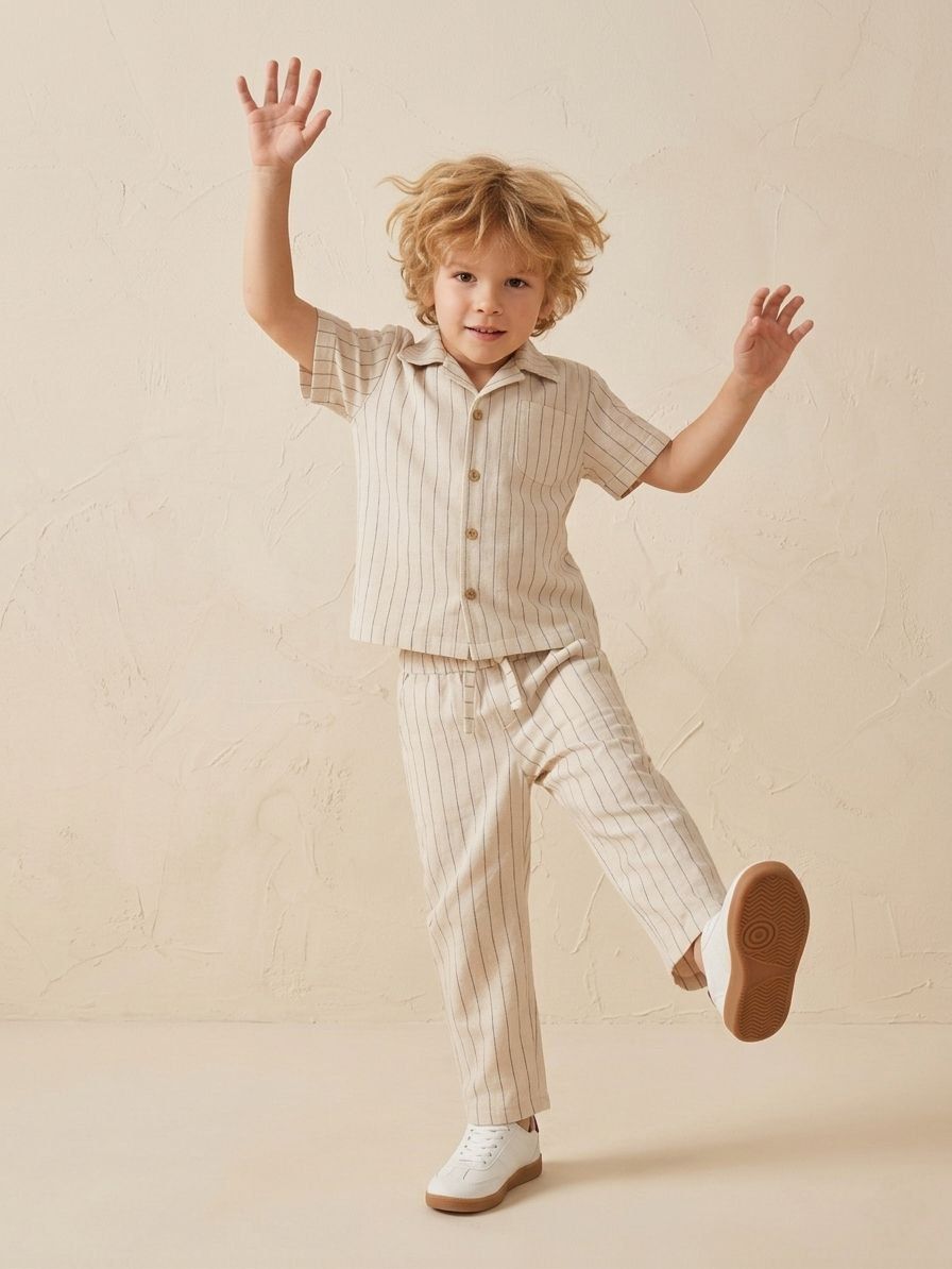 Jungen Outfit Set – Hemd & Hose im Streifenlook