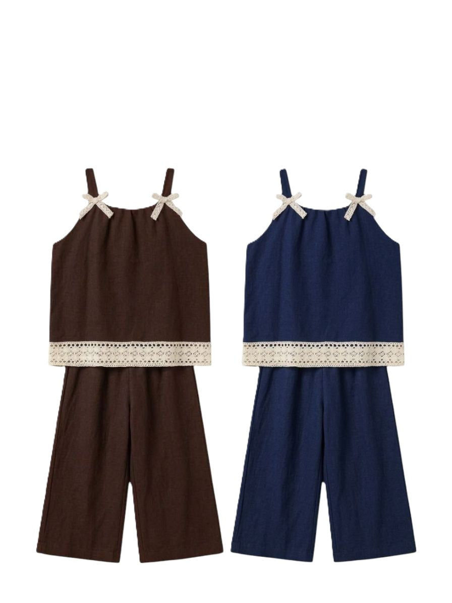 Mädchen Outfit Set 2-teilig – Top & Hose mit Spitze (2 Farben)
