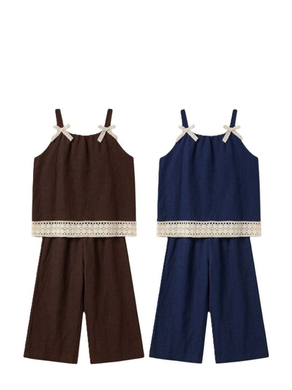 Mädchen Outfit Set 2-teilig – Top & Hose mit Spitze (2 Farben)