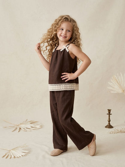 Mädchen Outfit Set 2-teilig – Top & Hose mit Spitze (2 Farben)