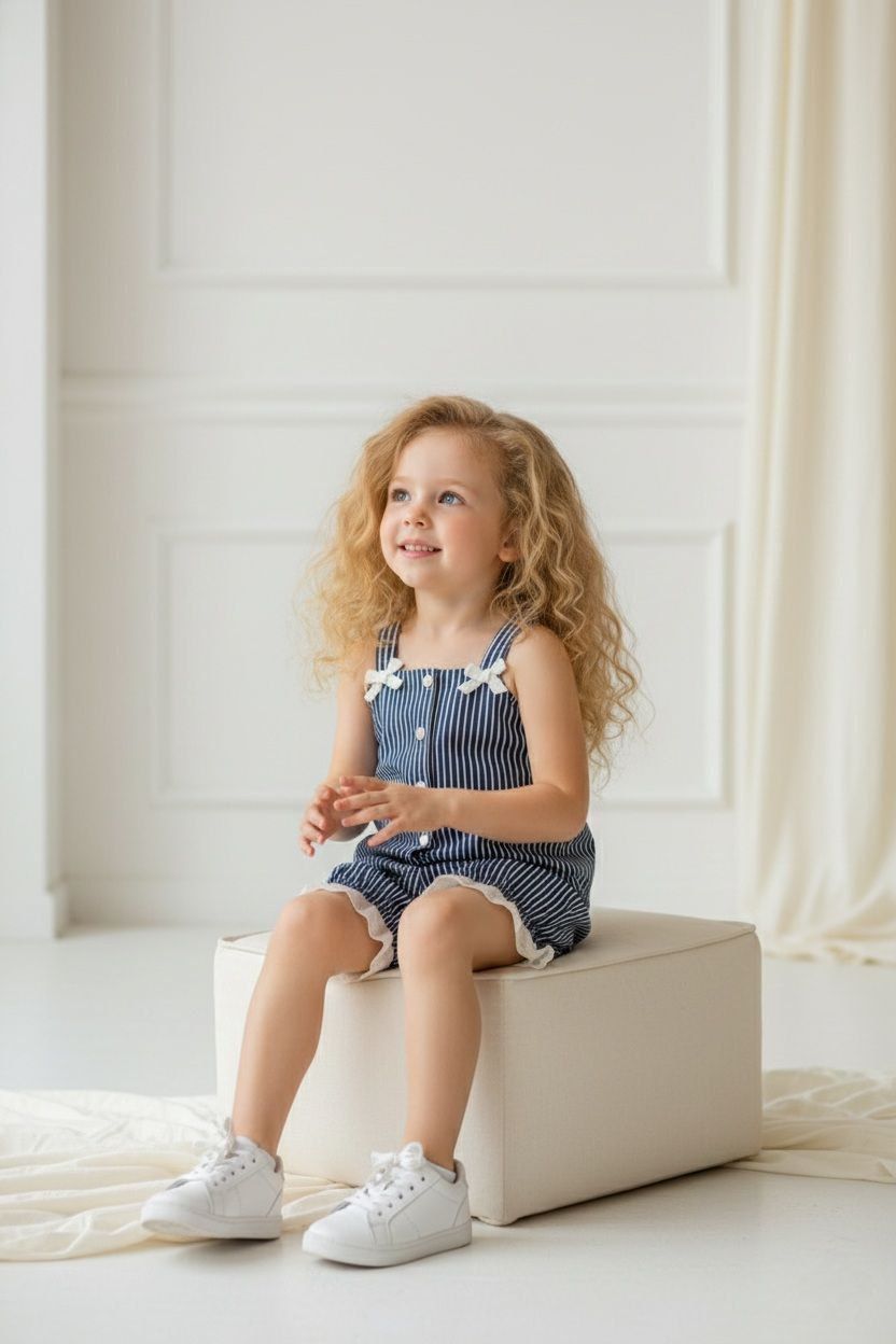 Mädchen Outfit Set 2-teilig – Top & Shorts im Streifenlook