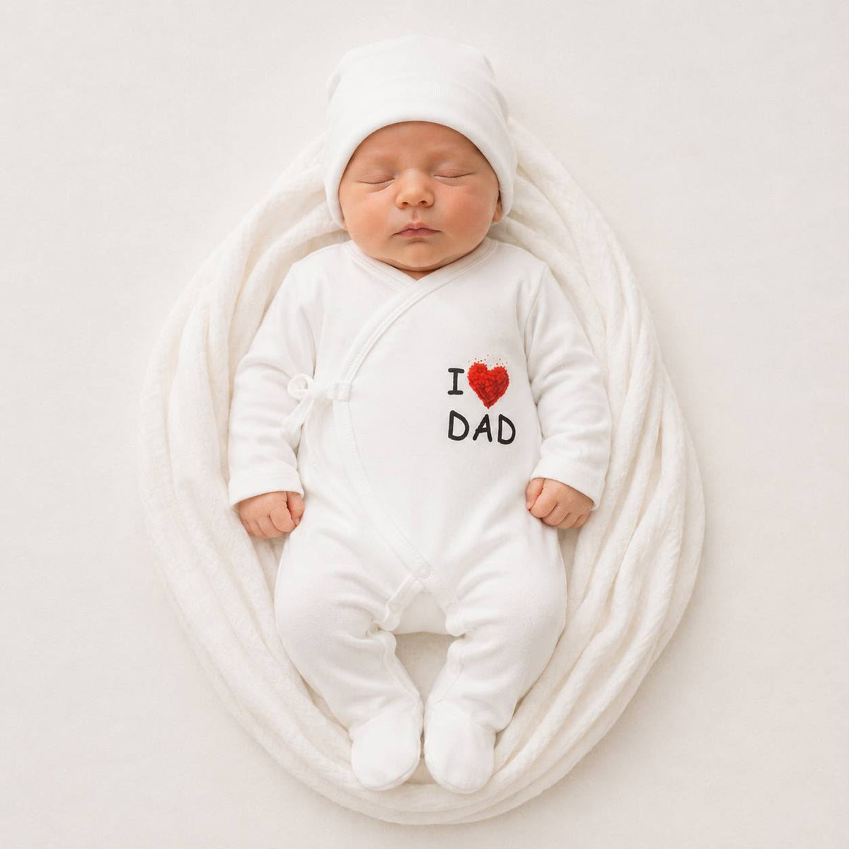 Babystrampler Baumwolle I-Love-Dad Weiß