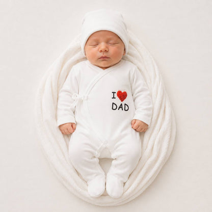 Babystrampler Baumwolle I-Love-Dad Weiß