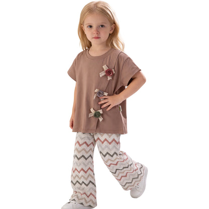 Mädchen Outfit-Set Zickzack Hose