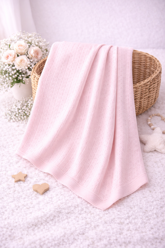 Doppellagige Babydecke aus 100 % Baumwolle – 3 Farben Hellblau, Rosa & Weiß