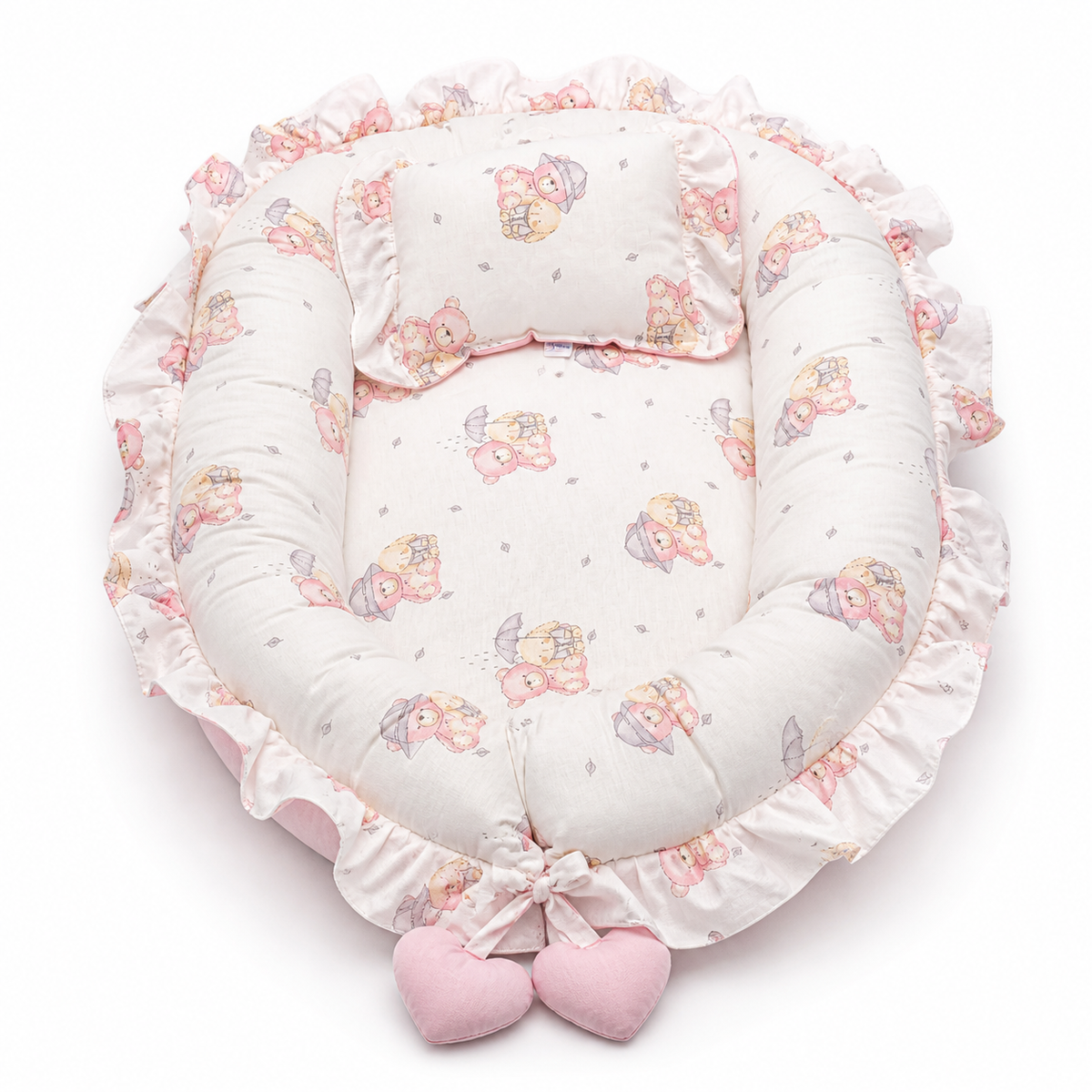 Babynest Set Rosa mit Bärchen 3-teilig
