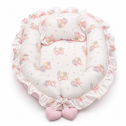 Babynest Set Rosa mit Bärchen 3-teilig