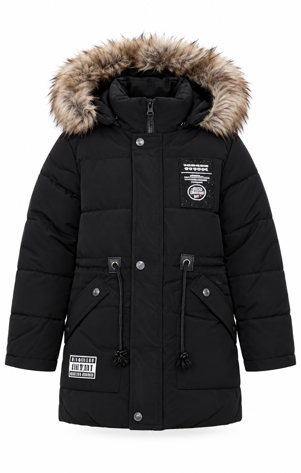 Kinder Winterparka Schwarz Kapuze