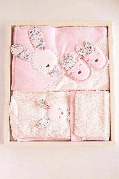 Baby Bademantel-Set Hasenmotiv