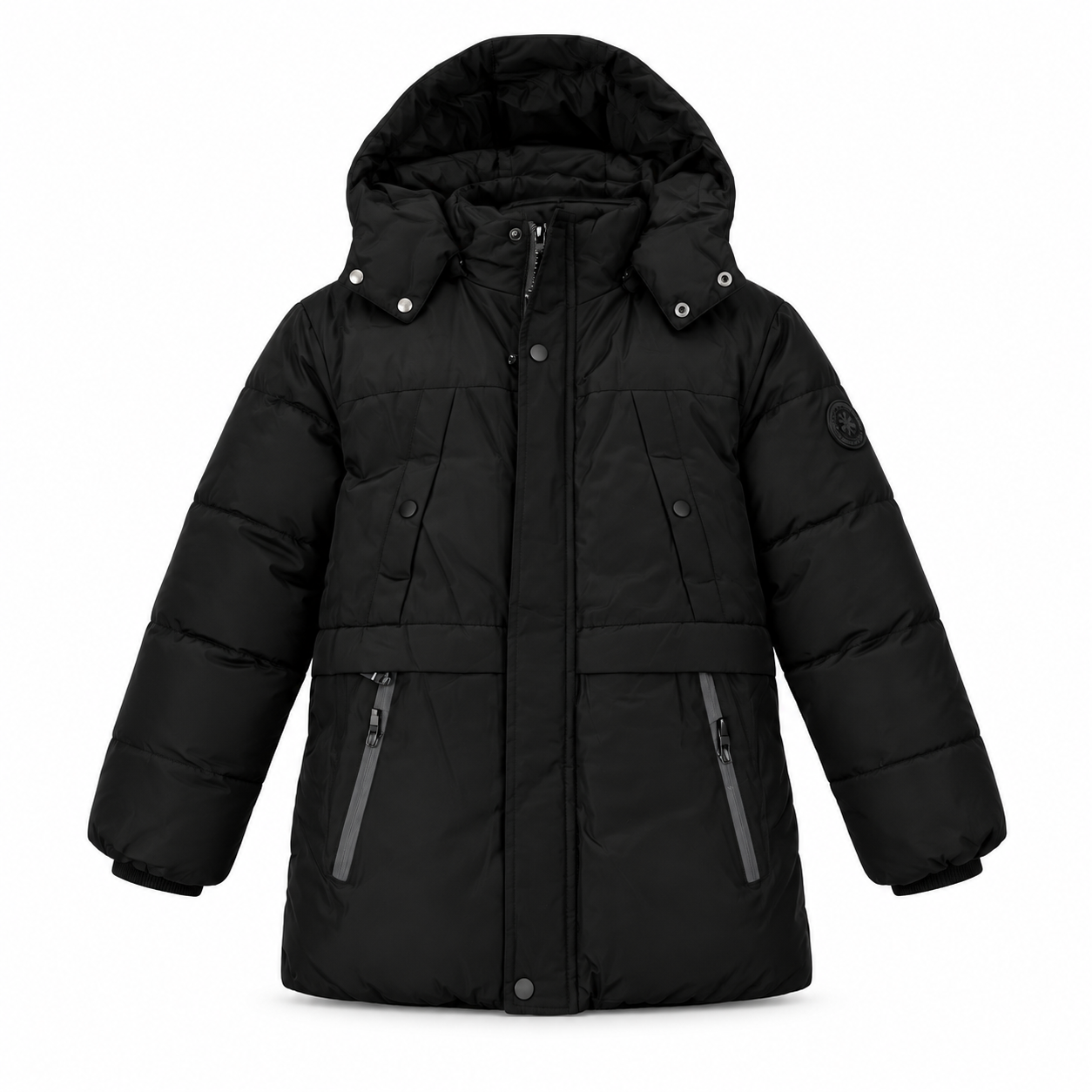 Kinder Winterjacke Schwarz Kapuze